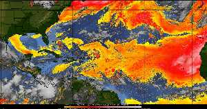 Météo tropicale : Air sec et densité de poussière dans l'air.