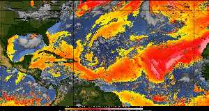 Météo tropicale : Air sec et densité de poussière dans l'air.