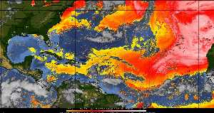 Météo tropicale : Air sec et densité de poussière dans l'air.