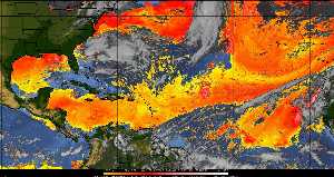 Météo tropicale : Air sec et densité de poussière dans l'air.