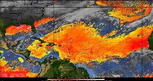 Météo tropicale : Air sec et densité de poussière dans l'air.
