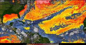 Météo tropicale : Air sec et densité de poussière dans l'air.