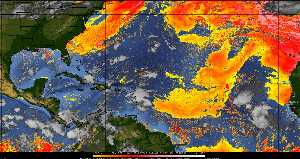 Météo tropicale : Air sec et densité de poussière dans l'air.