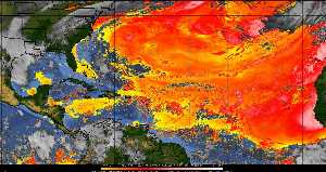 Météo tropicale : Air sec et densité de poussière dans l'air.