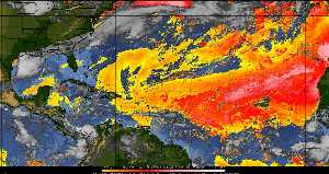 Météo tropicale : Air sec et densité de poussière dans l'air.