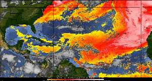Météo tropicale : Air sec et densité de poussière dans l'air.