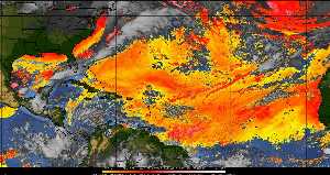 Météo tropicale : Air sec et densité de poussière dans l'air.