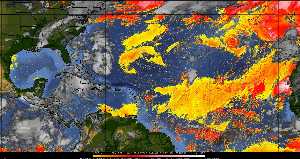 Météo tropicale : Air sec et densité de poussière dans l'air.