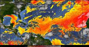 Météo tropicale : Air sec et densité de poussière dans l'air.
