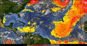 Météo tropicale : Air sec et densité de poussière dans l'air.