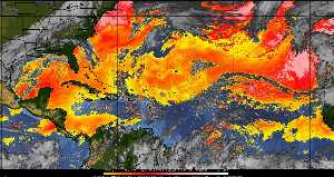 Météo tropicale : Air sec et densité de poussière dans l'air.