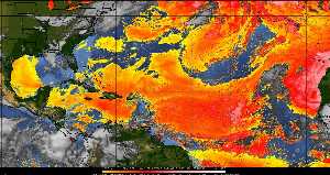 Météo tropicale : Air sec et densité de poussière dans l'air.