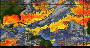 Météo tropicale : Air sec et densité de poussière dans l'air.