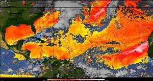 Météo tropicale : Air sec et densité de poussière dans l'air.