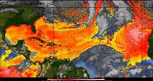 Météo tropicale : Air sec et densité de poussière dans l'air.