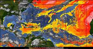 Météo tropicale : Air sec et densité de poussière dans l'air.