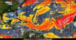 Météo tropicale : Air sec et densité de poussière dans l'air.