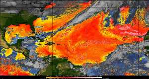 Météo tropicale : Air sec et densité de poussière dans l'air.