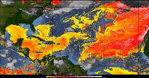 Météo tropicale : Air sec et densité de poussière dans l'air.