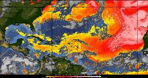 Météo tropicale : Air sec et densité de poussière dans l'air.
