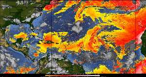 Météo tropicale : Air sec et densité de poussière dans l'air.