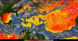 Météo tropicale : Air sec et densité de poussière dans l'air.