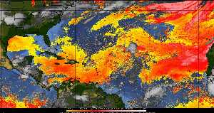 Météo tropicale : Air sec et densité de poussière dans l'air.