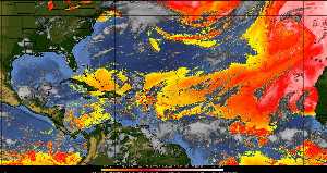 Météo tropicale : Air sec et densité de poussière dans l'air.