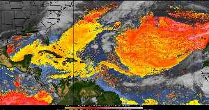 Météo tropicale : Air sec et densité de poussière dans l'air.