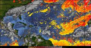 Météo tropicale : Air sec et densité de poussière dans l'air.