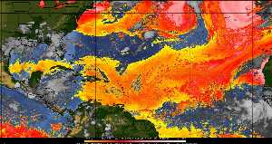 Météo tropicale : Air sec et densité de poussière dans l'air.