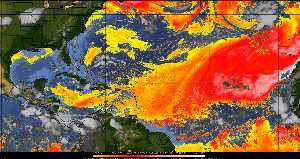 Météo tropicale : Air sec et densité de poussière dans l'air.