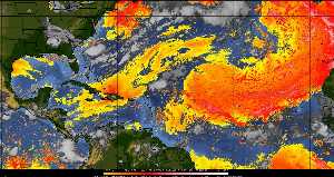 Tropical weather: Dry air and density of dust in the air.