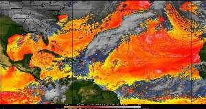 Météo tropicale : Air sec et densité de poussière dans l'air.