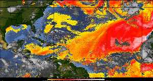 Météo tropicale : Air sec et densité de poussière dans l'air.