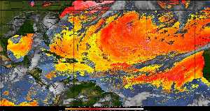 Météo tropicale : Air sec et densité de poussière dans l'air.