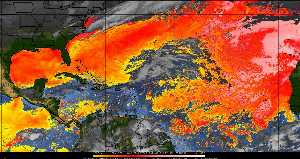 Météo tropicale : Air sec et densité de poussière dans l'air.