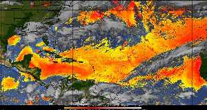 Météo tropicale : Air sec et densité de poussière dans l'air.