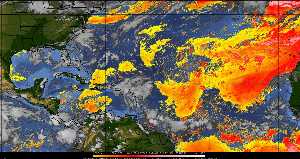Météo tropicale : Air sec et densité de poussière dans l'air.