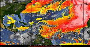 Météo tropicale : Air sec et densité de poussière dans l'air.