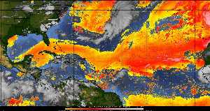 Météo tropicale : Air sec et densité de poussière dans l'air.