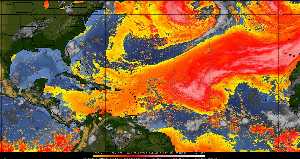 Météo tropicale : Air sec et densité de poussière dans l'air.