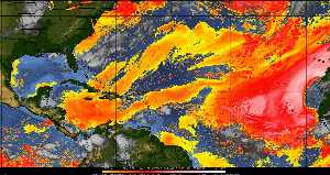 Météo tropicale : Air sec et densité de poussière dans l'air.