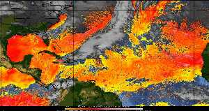 Météo tropicale : Air sec et densité de poussière dans l'air.