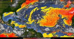 Météo tropicale : Air sec et densité de poussière dans l'air.