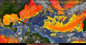 Météo tropicale : Air sec et densité de poussière dans l'air.