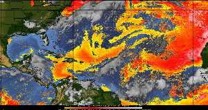 Météo tropicale : Air sec et densité de poussière dans l'air.