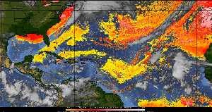 Météo tropicale : Air sec et densité de poussière dans l'air.