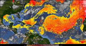 Météo tropicale : Air sec et densité de poussière dans l'air.