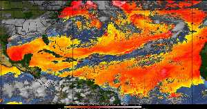 Météo tropicale : Air sec et densité de poussière dans l'air.